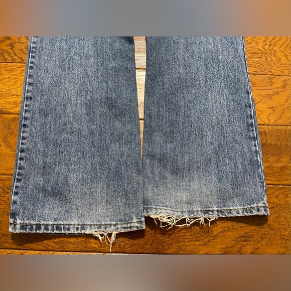 Vintage Bills Khakis Jeans Mens 34x30 Blue Denim Distressed Hem Straight Y2K - Picture 5 of 10